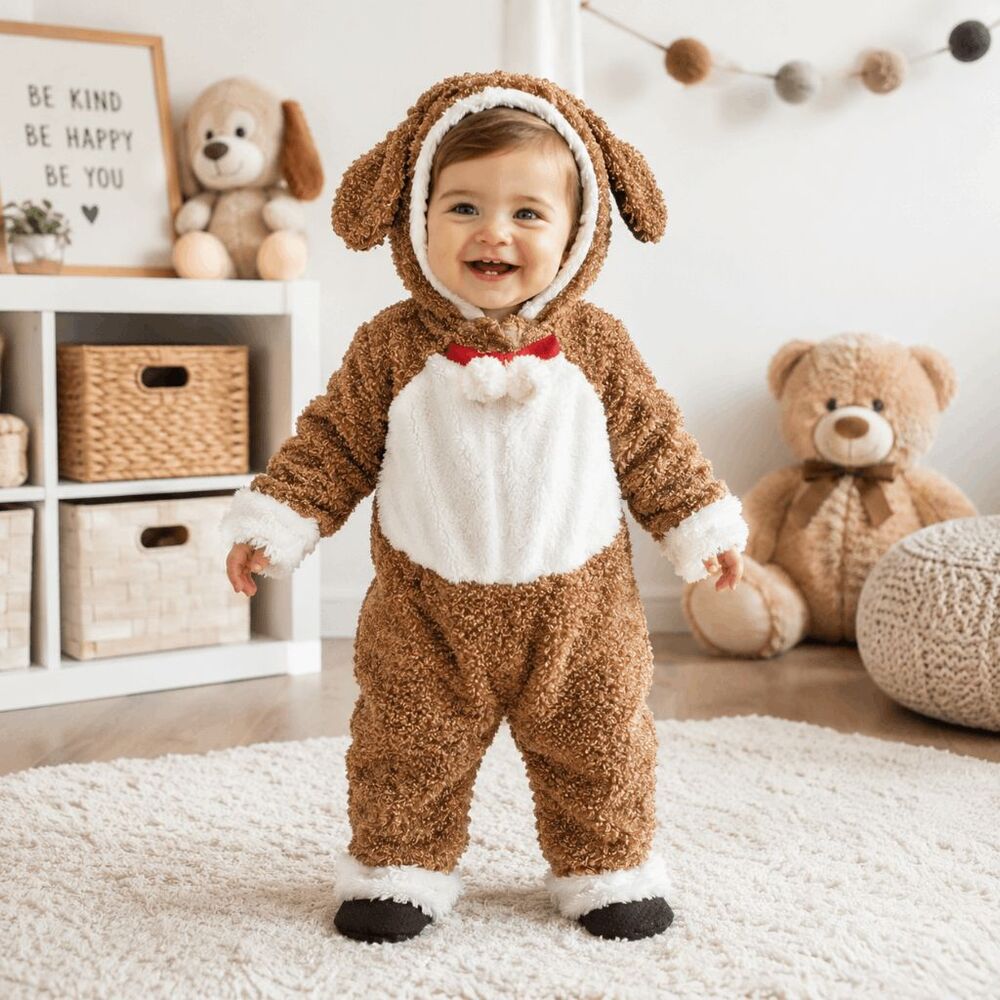 Puppy Costume 18-24 Months Brown / White Dog Costume With Head Piece & Tail